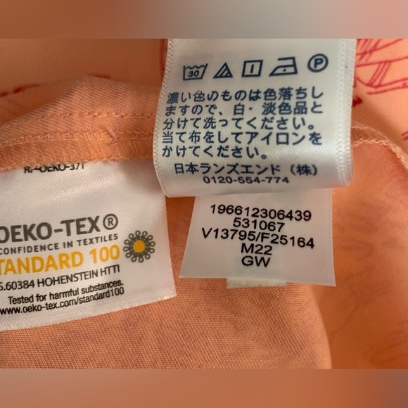 Lands End Tropical Button Drawstring Waist Womens Dress Sz XL Peach 0101 - Picture 6 of 8